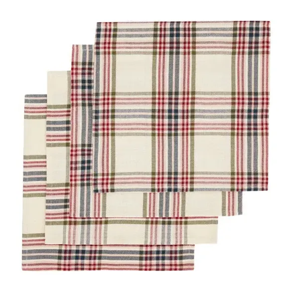 4-Pack Tartan Napkins - Red, Cotton