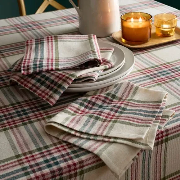 4-Pack Tartan Napkins - Red, Cotton