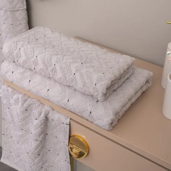 4-Piece Bathrobe & Towel Set - Pearl Grey, Cotton