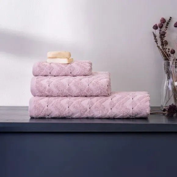 4-Piece Bathrobe & Towel Set - Pink, Cotton