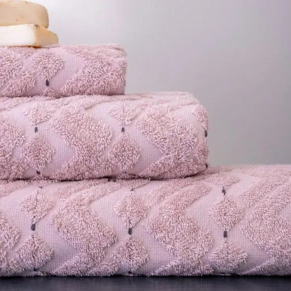 4-Piece Bathrobe & Towel Set - Pink, Cotton