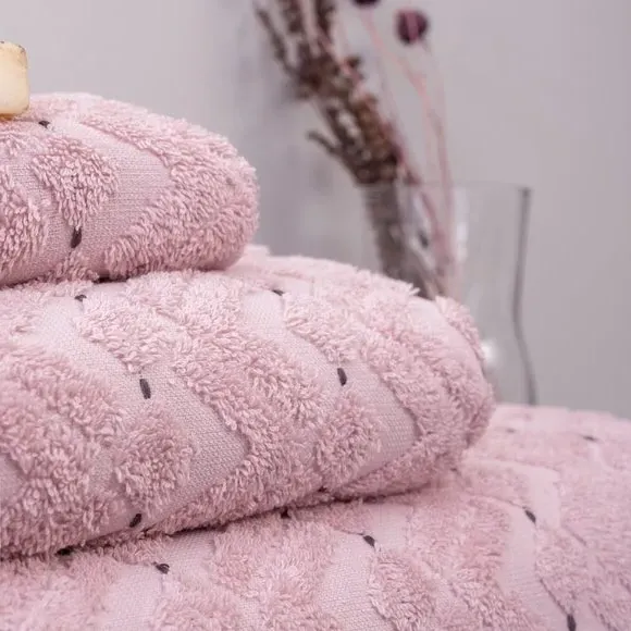 4-Piece Bathrobe & Towel Set - Pink, Cotton