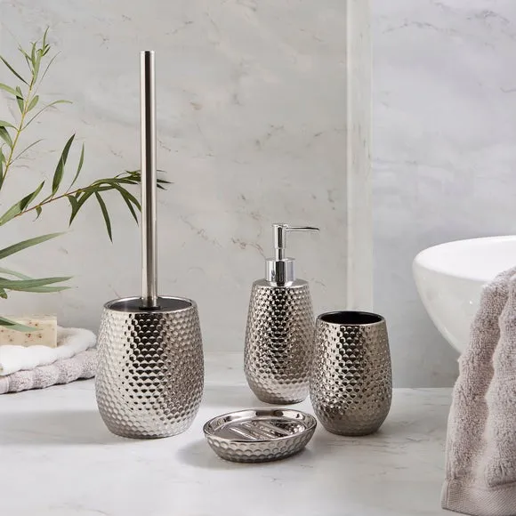 4-Piece Bathroom Accessories Set - Silver, Metal