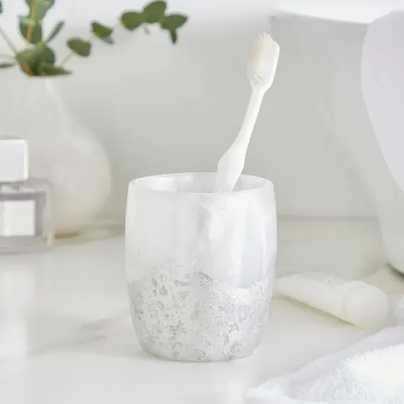 4-Piece Bathroom Accessories Set - Silver, Resin