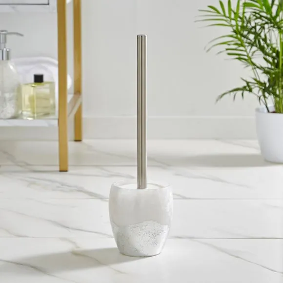 4-Piece Bathroom Accessories Set - Silver, Resin