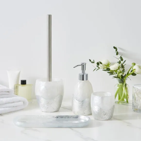 4-Piece Bathroom Accessories Set - Silver, Resin image