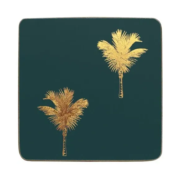 4-Piece Coaster Set with Cork Back - Teal