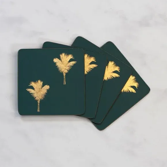 4-Piece Coaster Set with Cork Back - Teal image