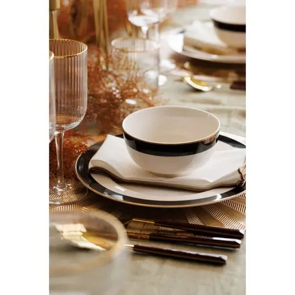 4-Piece Dinner Plate Set - Black, Bone China image