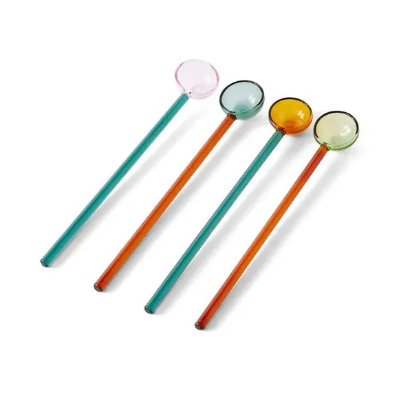 4-Piece Drink Stirrer Set - Multicolor, Glass