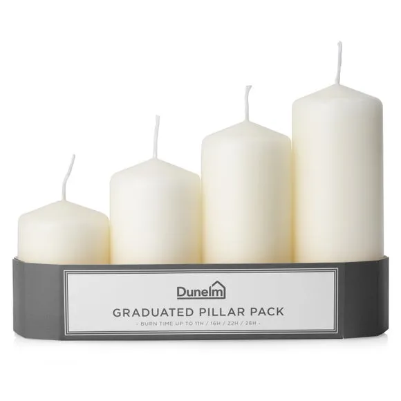 4-Piece Graduated Pillar Candles - Cream