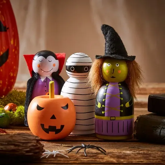 4-Piece Halloween Character Set - Multicolor, Wood