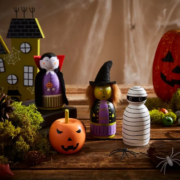 4-Piece Halloween Character Set - Multicolor, Wood image