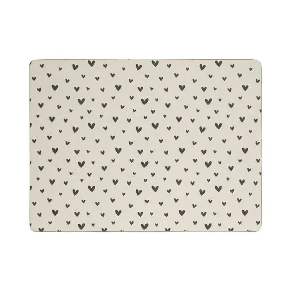 4-Piece Heart Placemats - Black/White, Cork image
