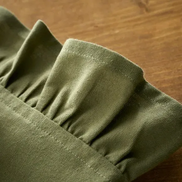 4-Piece Napkin Set with Frill Edge - Olive, Cotton