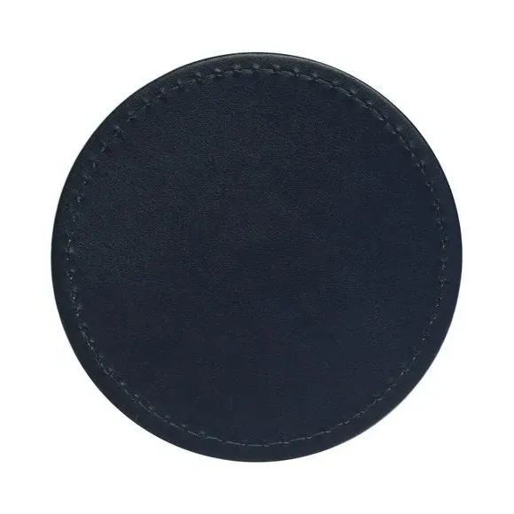 4-Piece Round Coasters Set - Peacock, Faux Leather