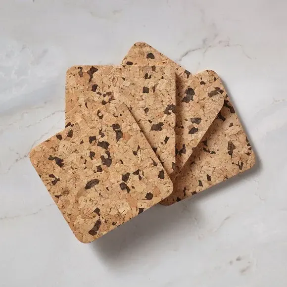 4-Piece Square Coaster Set - Natural, Cork image