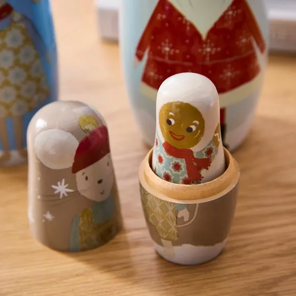 4-Piece Stacking Dolls Christmas Set - Multicolor