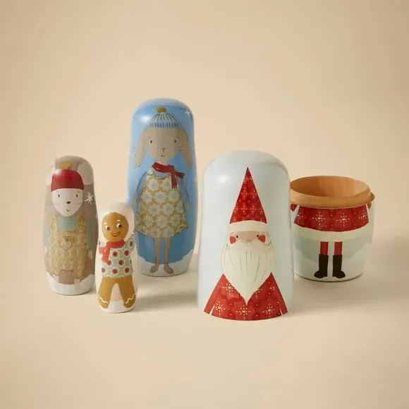 4-Piece Stacking Dolls Christmas Set - Multicolor