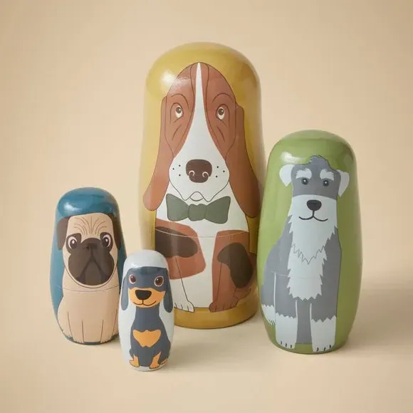 4-Piece Stacking Dolls Set - Multicolor, Wood
