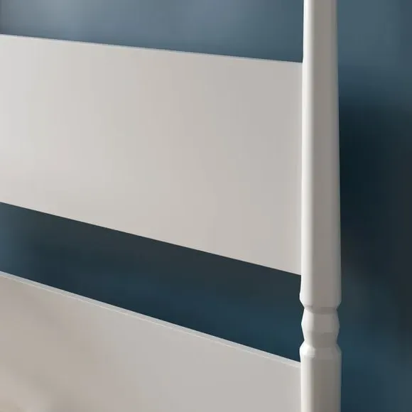 4-Poster Bed Frame with Turned Posts - White