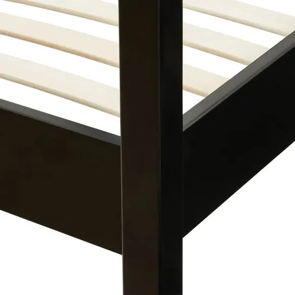 4-Poster Canopy Bed Frame - Black, Pine Wood