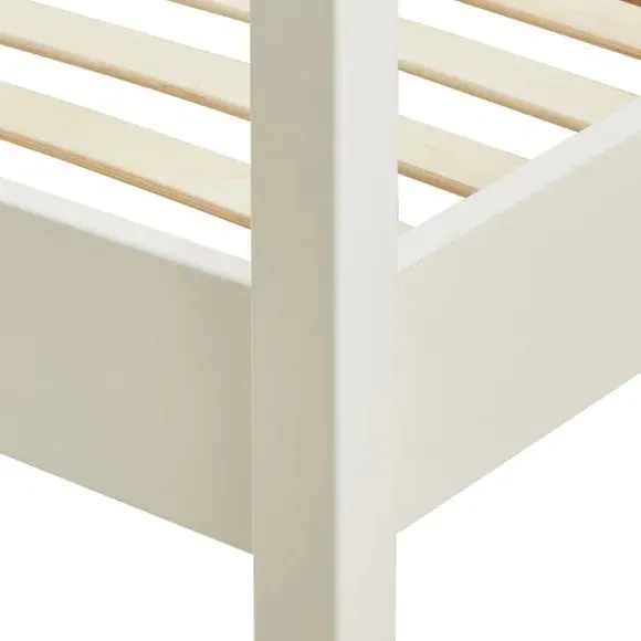 4-Poster Canopy Bed Frame - White, Pine Wood