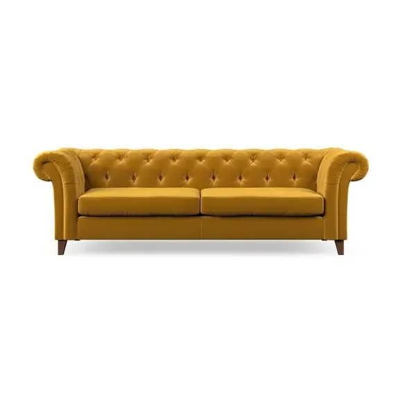 4-Seater Chesterfield Sofa - Amber, Velvet