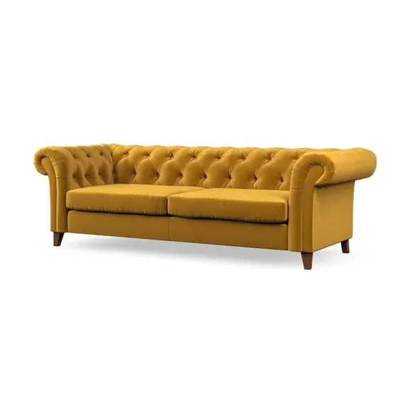 4-Seater Chesterfield Sofa - Amber, Velvet