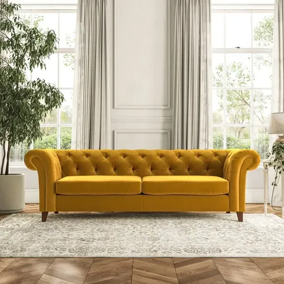 4-Seater Chesterfield Sofa - Amber, Velvet image