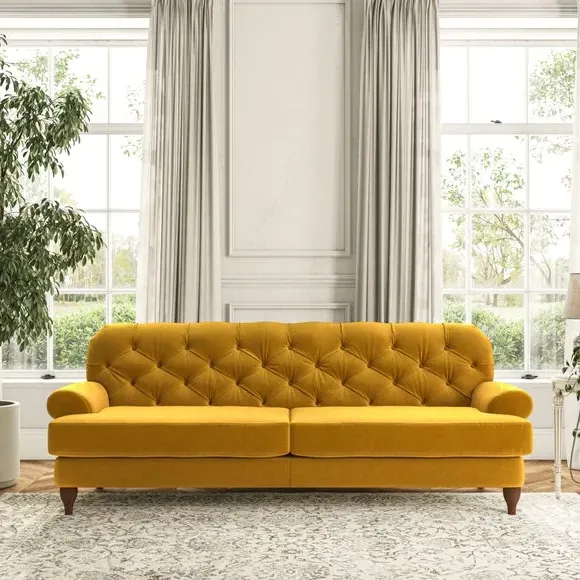 4-Seater Chesterfield Sofa - Amber, Velvet image