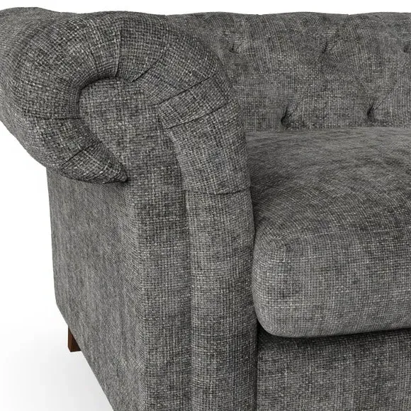 4-Seater Chesterfield Sofa - Charcoal, Chenille