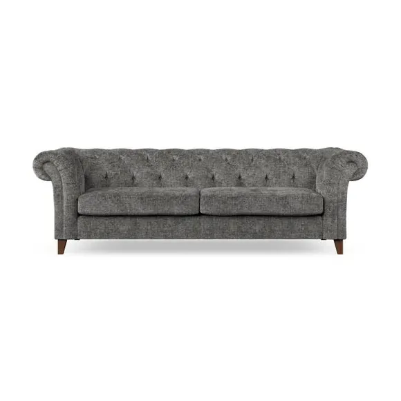 4-Seater Chesterfield Sofa - Charcoal, Chenille