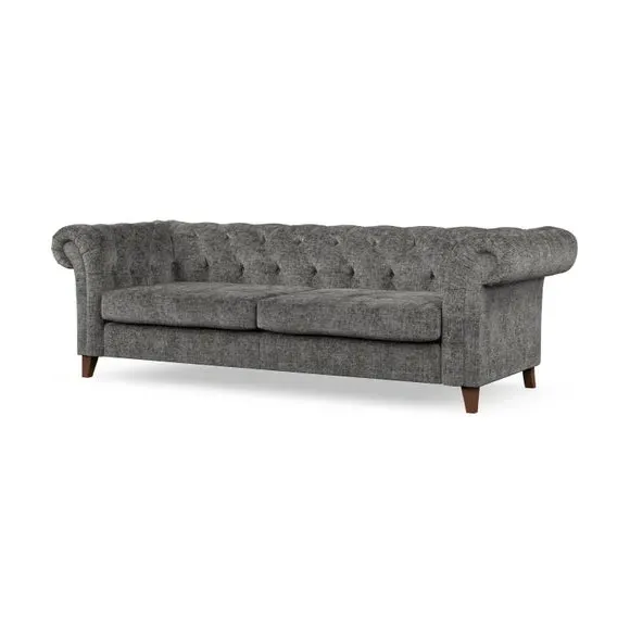 4-Seater Chesterfield Sofa - Charcoal, Chenille