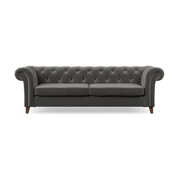 4-Seater Chesterfield Sofa - Charcoal, Velvet