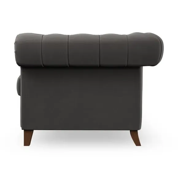 4-Seater Chesterfield Sofa - Charcoal, Velvet