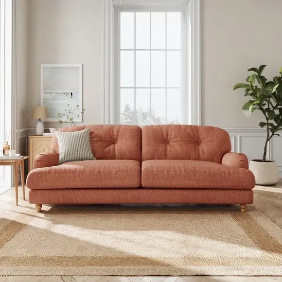 4-Seater Chesterfield Sofa - Clay, Faux Linen image