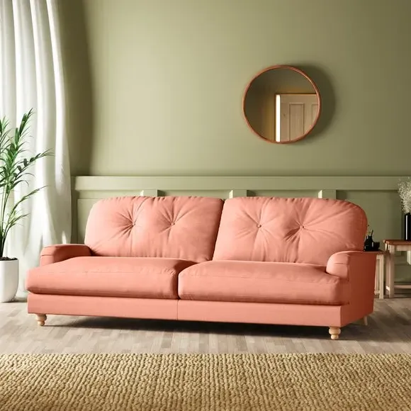 4-Seater Chesterfield Sofa - Coral, Velvet