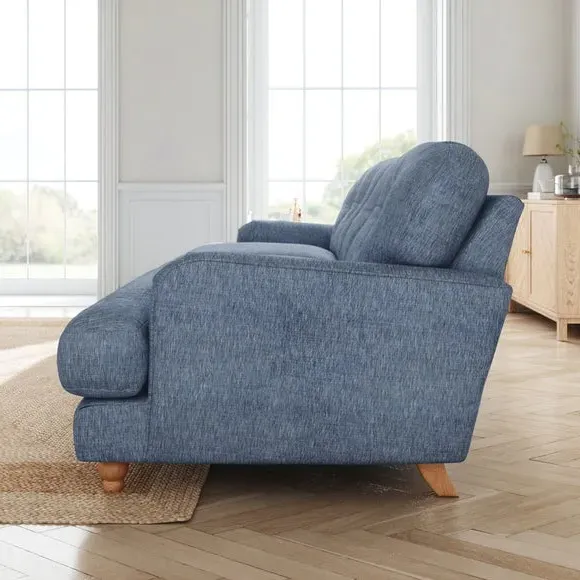 4-Seater Chesterfield Sofa - Denim, Faux Linen