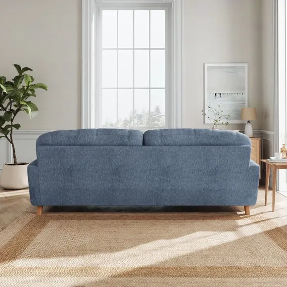 4-Seater Chesterfield Sofa - Denim, Faux Linen