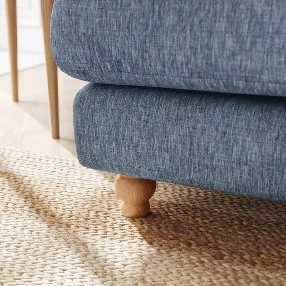 4-Seater Chesterfield Sofa - Denim, Faux Linen