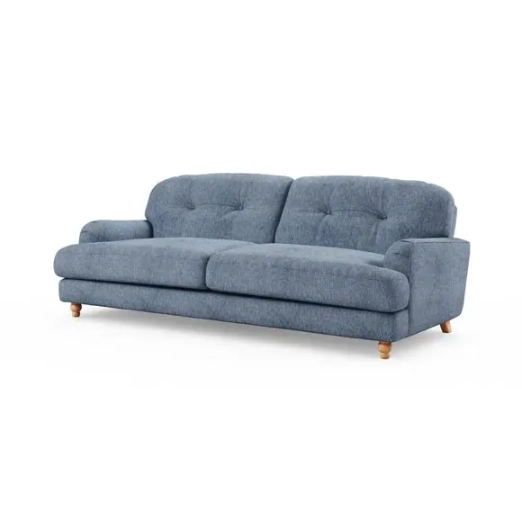 4-Seater Chesterfield Sofa - Denim, Faux Linen