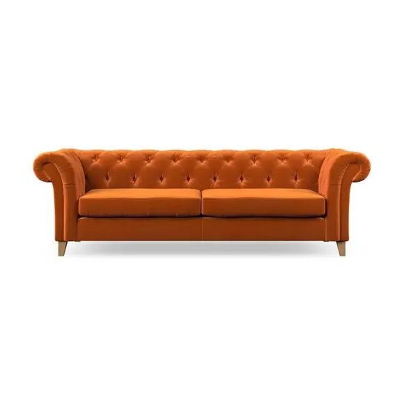 4-Seater Chesterfield Sofa - Ginger, Velvet
