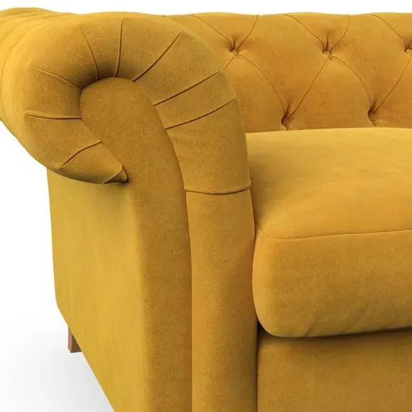 4-Seater Chesterfield Sofa - Gold, Velvet