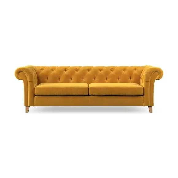 4-Seater Chesterfield Sofa - Gold, Velvet