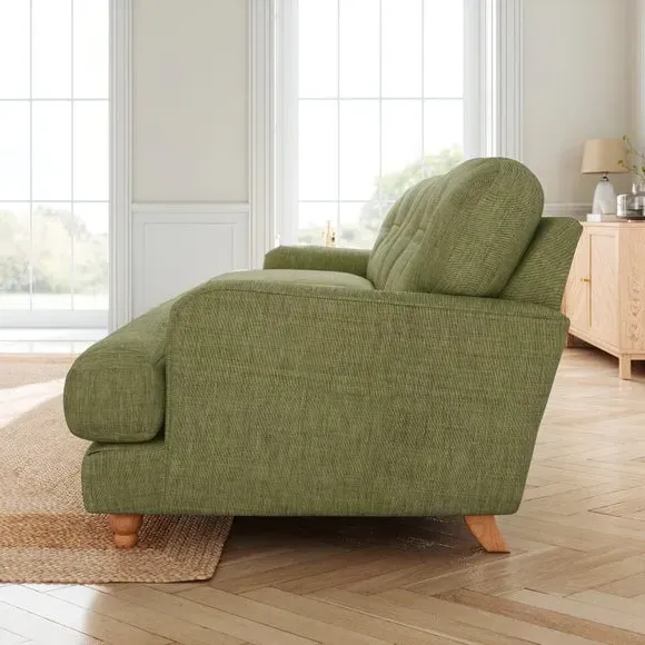 4-Seater Chesterfield Sofa - Green, Faux Linen
