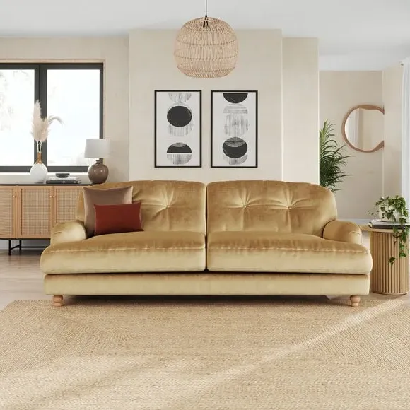 4-Seater Chesterfield Sofa - Honey, Velvet