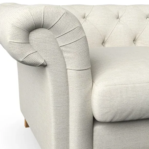 4-Seater Chesterfield Sofa - Ivory, Fabric