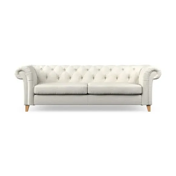 4-Seater Chesterfield Sofa - Ivory, Fabric