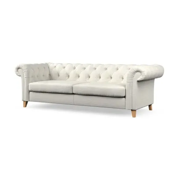 4-Seater Chesterfield Sofa - Ivory, Fabric